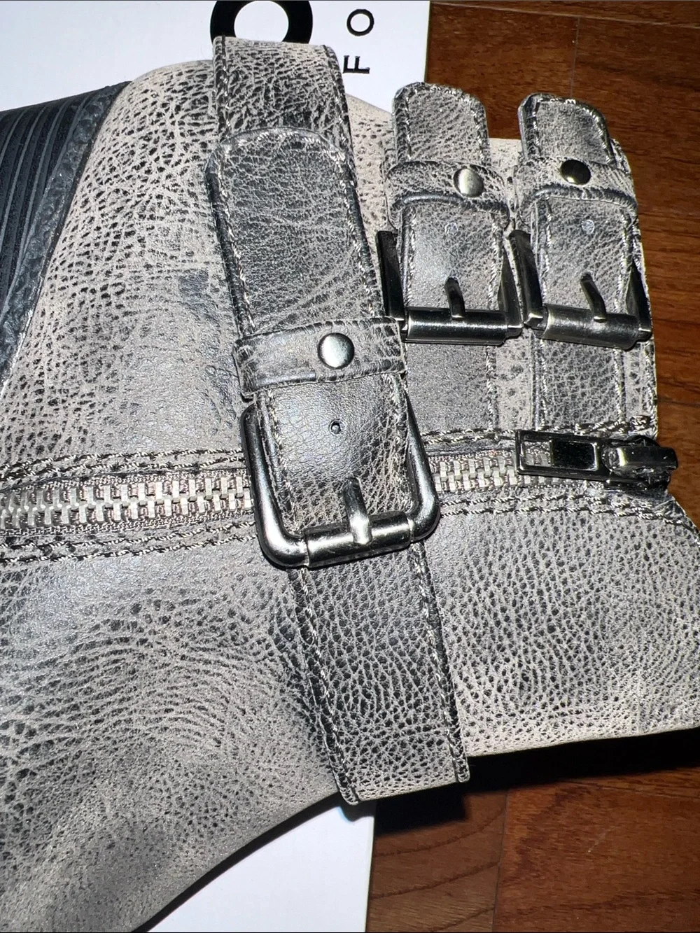 Sonoma Distressed Gray Double-Buckle Ankle Booties